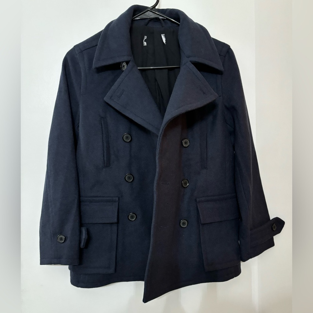 Vince Kids Youth Wool Double Breasted Navy Blue Heavy Winter Coat Size Medium